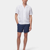 Casual Revere Collar Seersucker Short Sleeve Shirt in Bright White