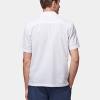 Casual Revere Collar Seersucker Short Sleeve Shirt in Bright White