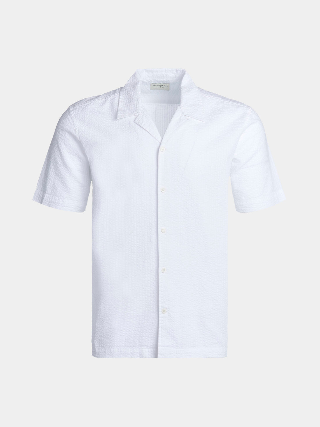 Casual Revere Collar Seersucker Short Sleeve Shirt in Bright White