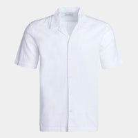 Casual Revere Collar Seersucker Short Sleeve Shirt in Bright White