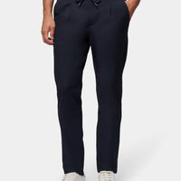 Peckham Rye Single Pleat Drawstring Trousers in Navy Blue