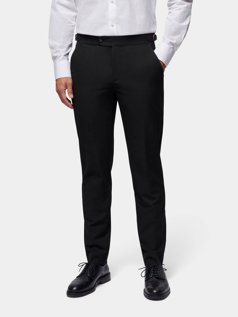 Classic Wool-Blend Tuxedo Trousers in Black