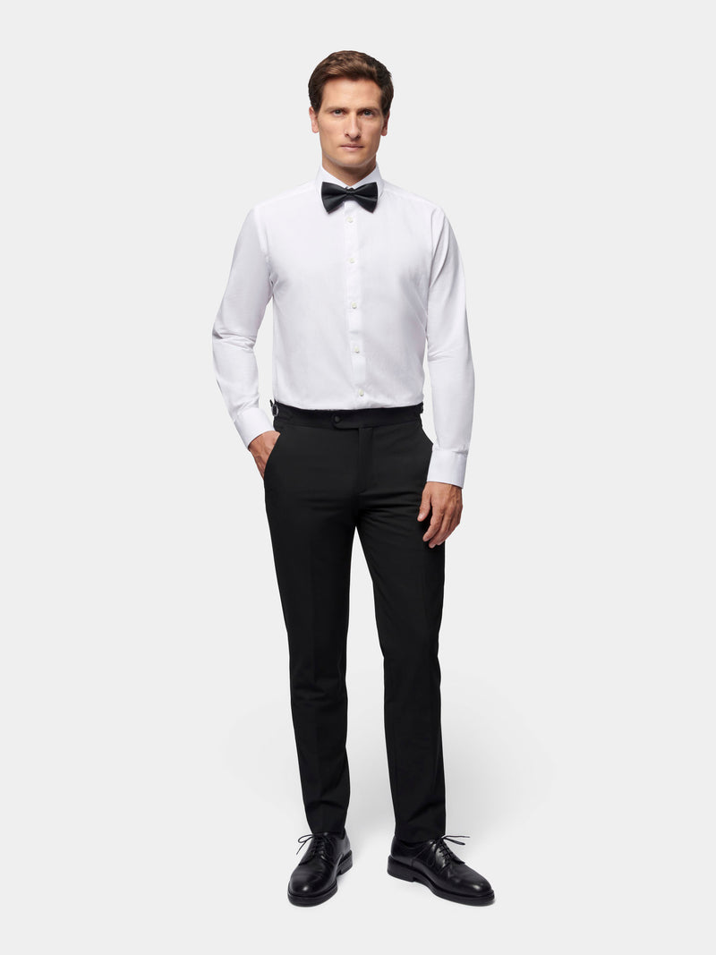 Classic Wool-Blend Tuxedo Trousers in Black