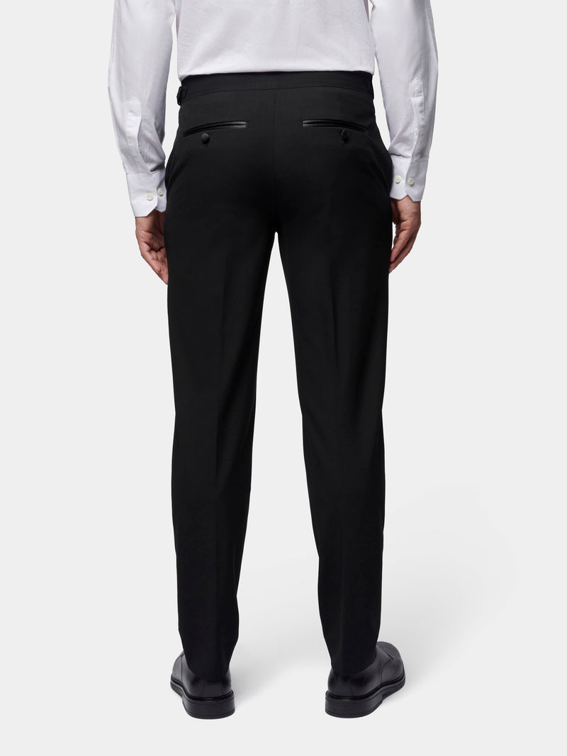 Classic Wool-Blend Tuxedo Trousers in Black