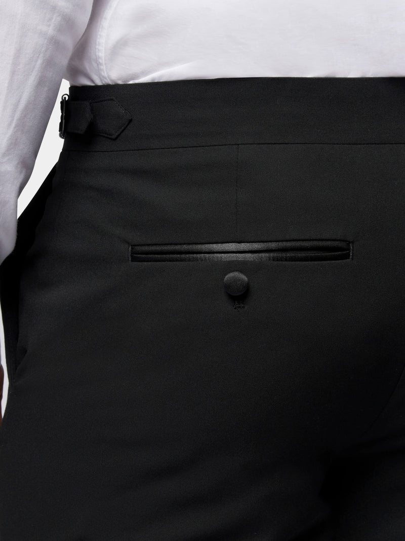 Classic Wool-Blend Tuxedo Trousers in Black