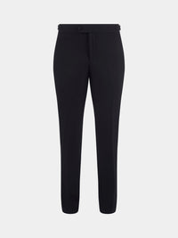 Classic Wool-Blend Tuxedo Trousers in Black