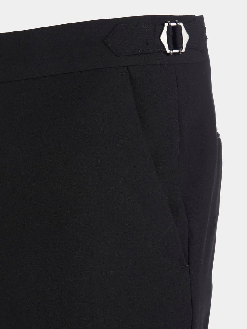 Classic Wool-Blend Tuxedo Trousers in Black