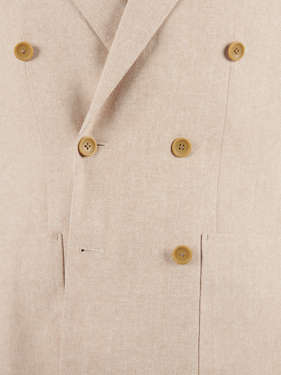 Peckham Rye Linen Herringbone Jacket in Egret