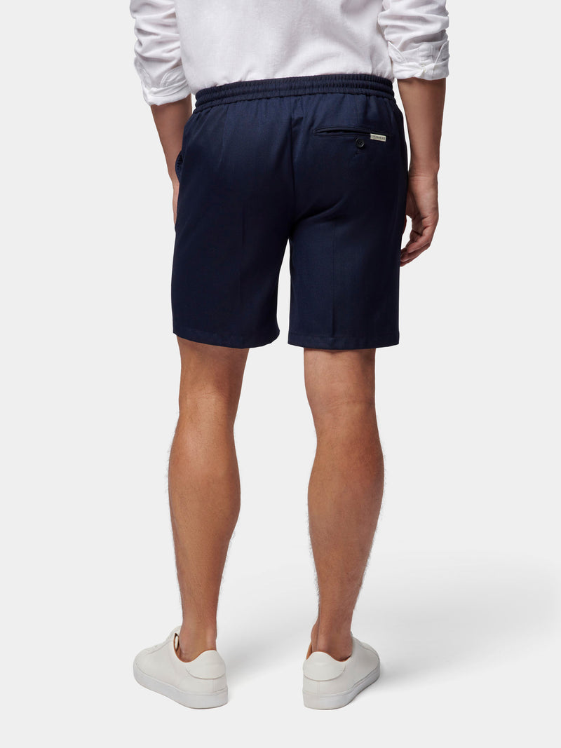 Herringbone Drawstring Shorts in Dark Sapphire Navy