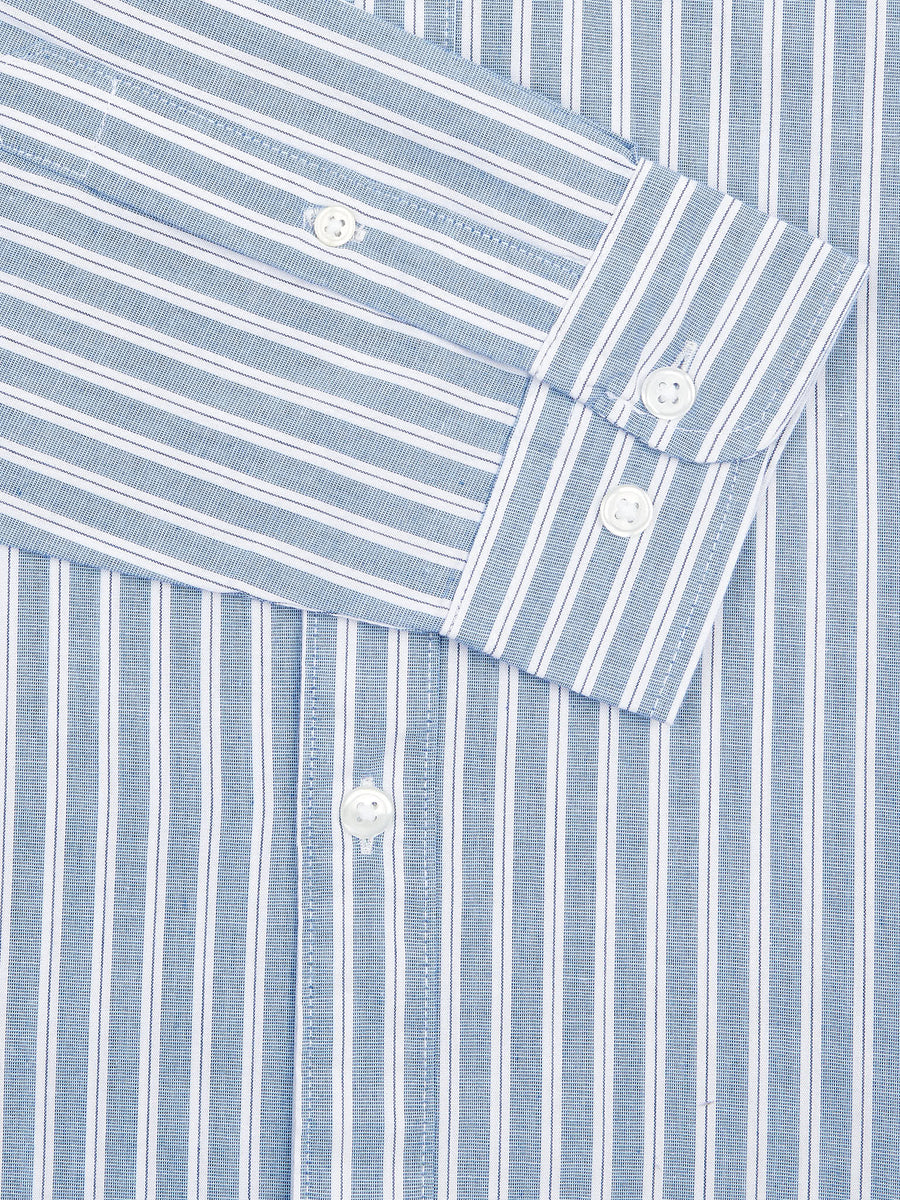 Peckham Rye Mens Stripe Shirt in Classic Blue