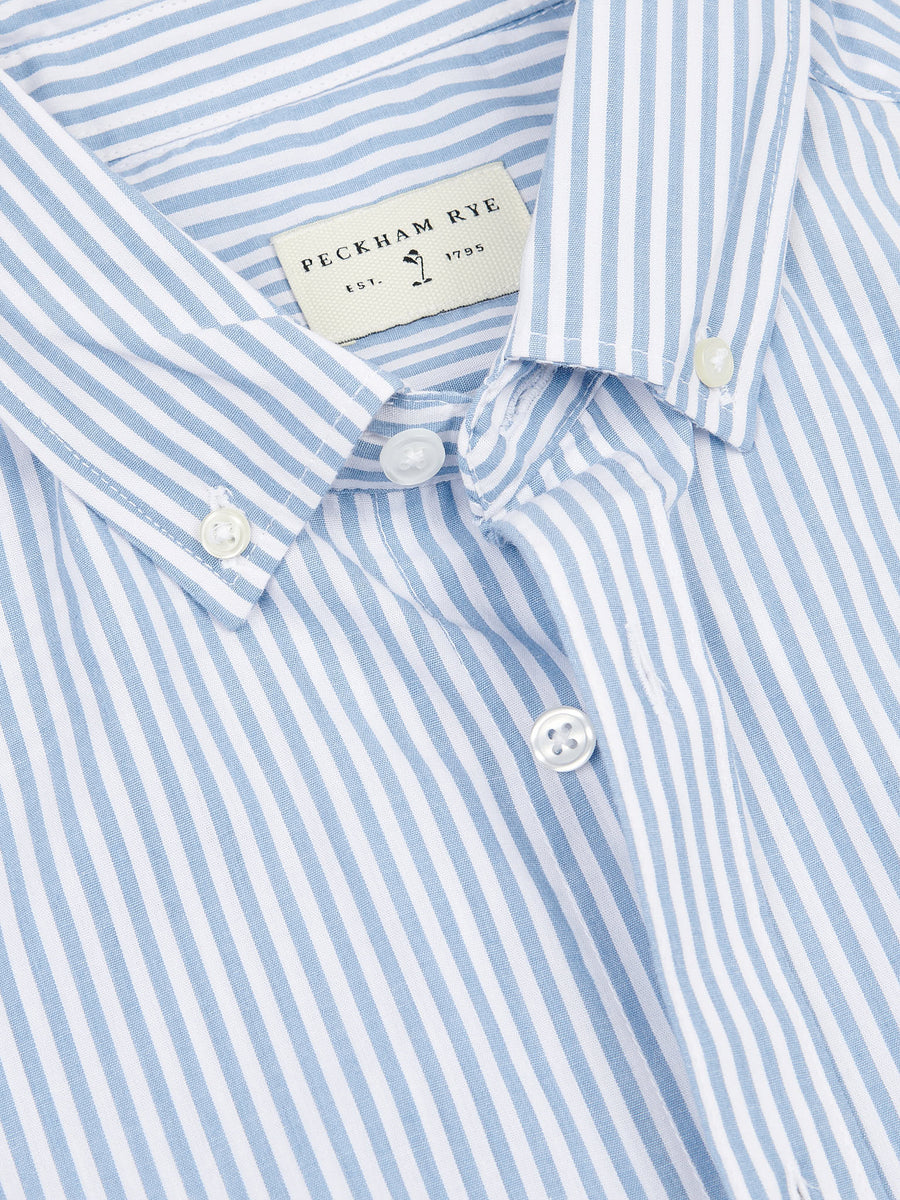 Peckham Rye Mens Stripe Shirt in Race Blue