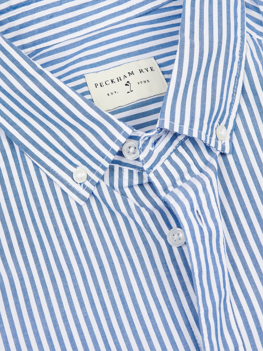 Peckham Rye Mens Stripe Shirt in Blue Yonder