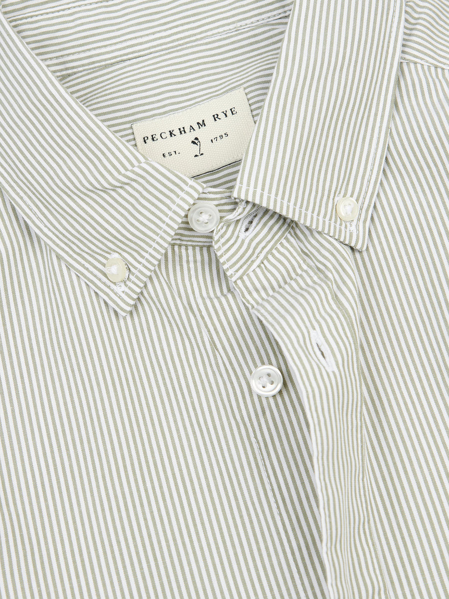 Peckham Rye Mens Stripe Shirt in Loden Green