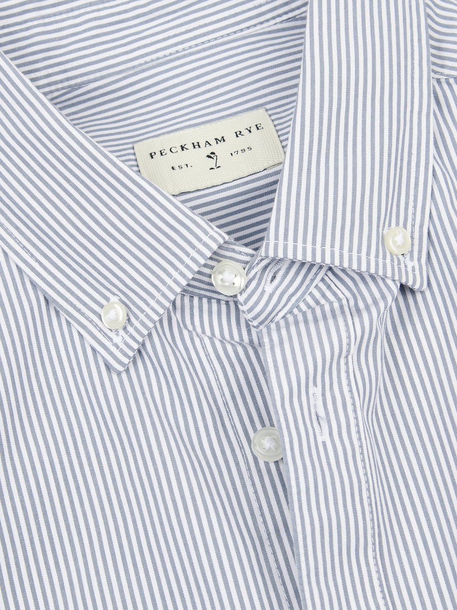 Peckham Rye Mens Stripe Shirt in Blue Horizon