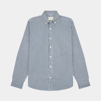 Peckham Rye Mens Stripe Shirt in Dark Sapphire Navy