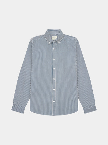 Peckham Rye Mens Stripe Shirt in Dark Sapphire Navy