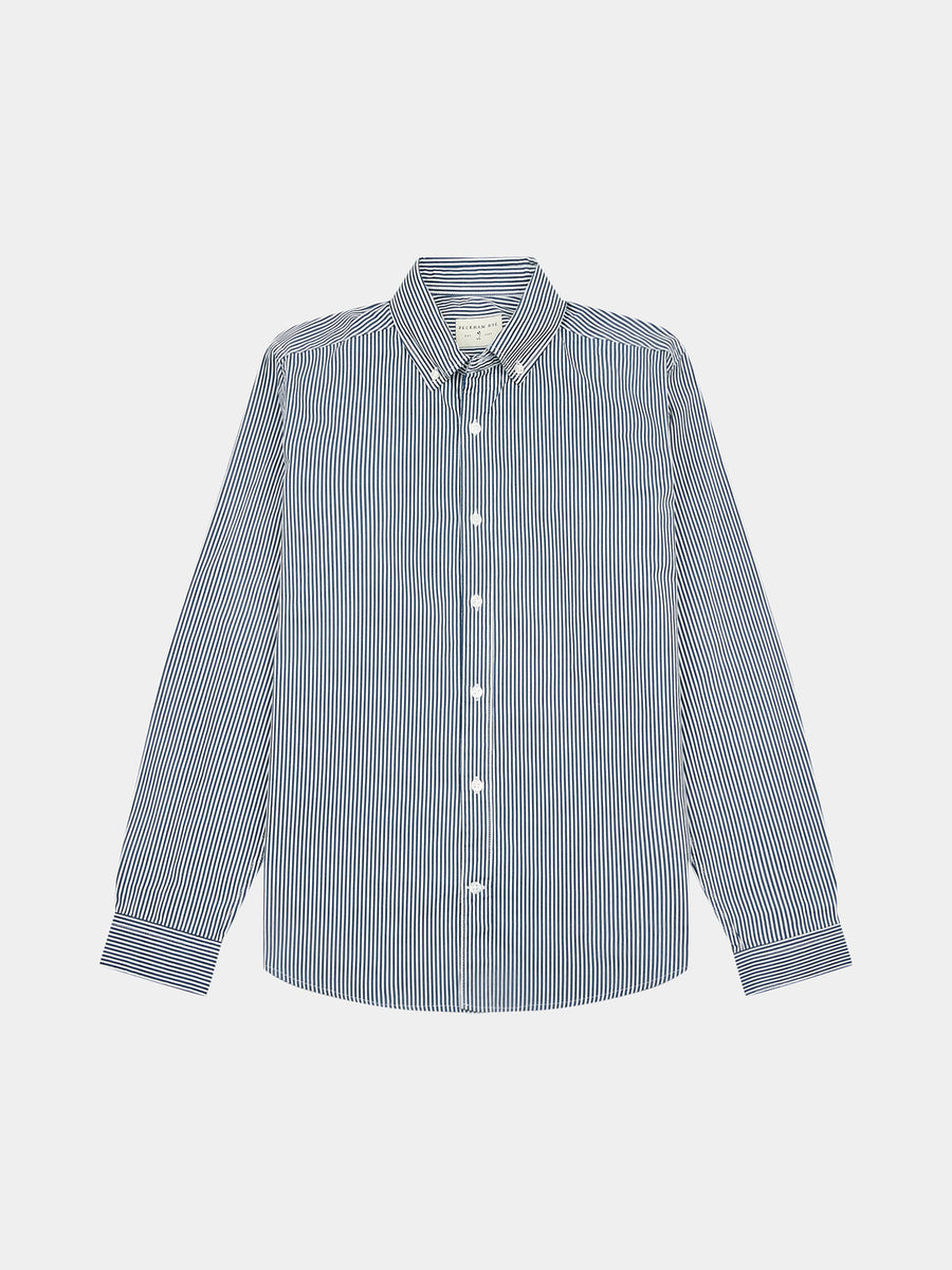 Peckham Rye Mens Stripe Shirt in Dark Sapphire Navy