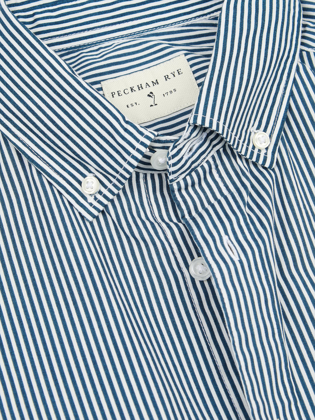 Peckham Rye Mens Stripe Shirt in Dark Sapphire Navy