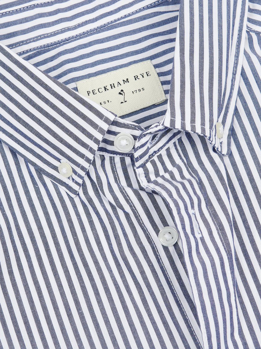 Peckham Rye Mens Stripe Shirt in Navy Iris