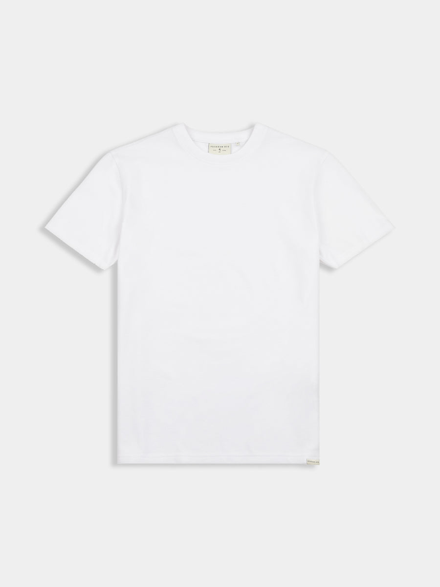 Peckham Rye Mens Pique Texture T-Shirt in Bright White