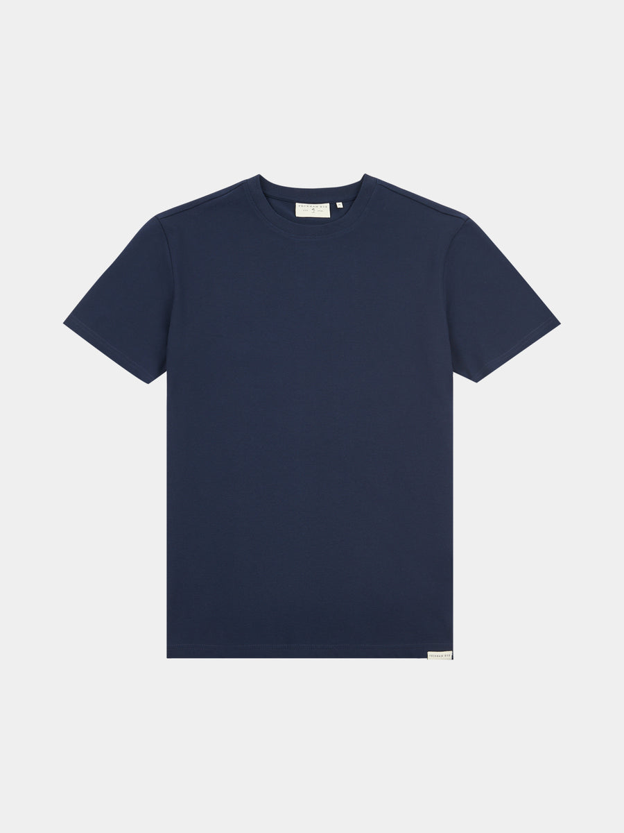 Peckham Rye Mens Pique Texture T-Shirt in Dark Sapphire Navy