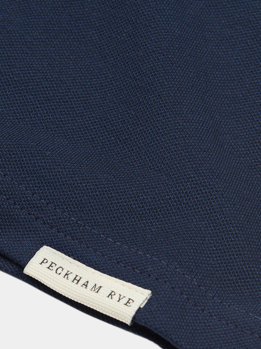 Peckham Rye Mens Pique Texture T-Shirt in Dark Sapphire Navy