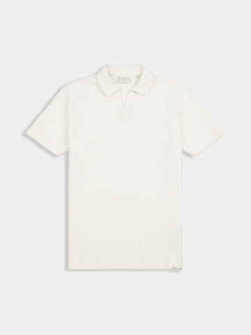 Peckham Rye Mens Jersey Revere Polo Shirt in Egret