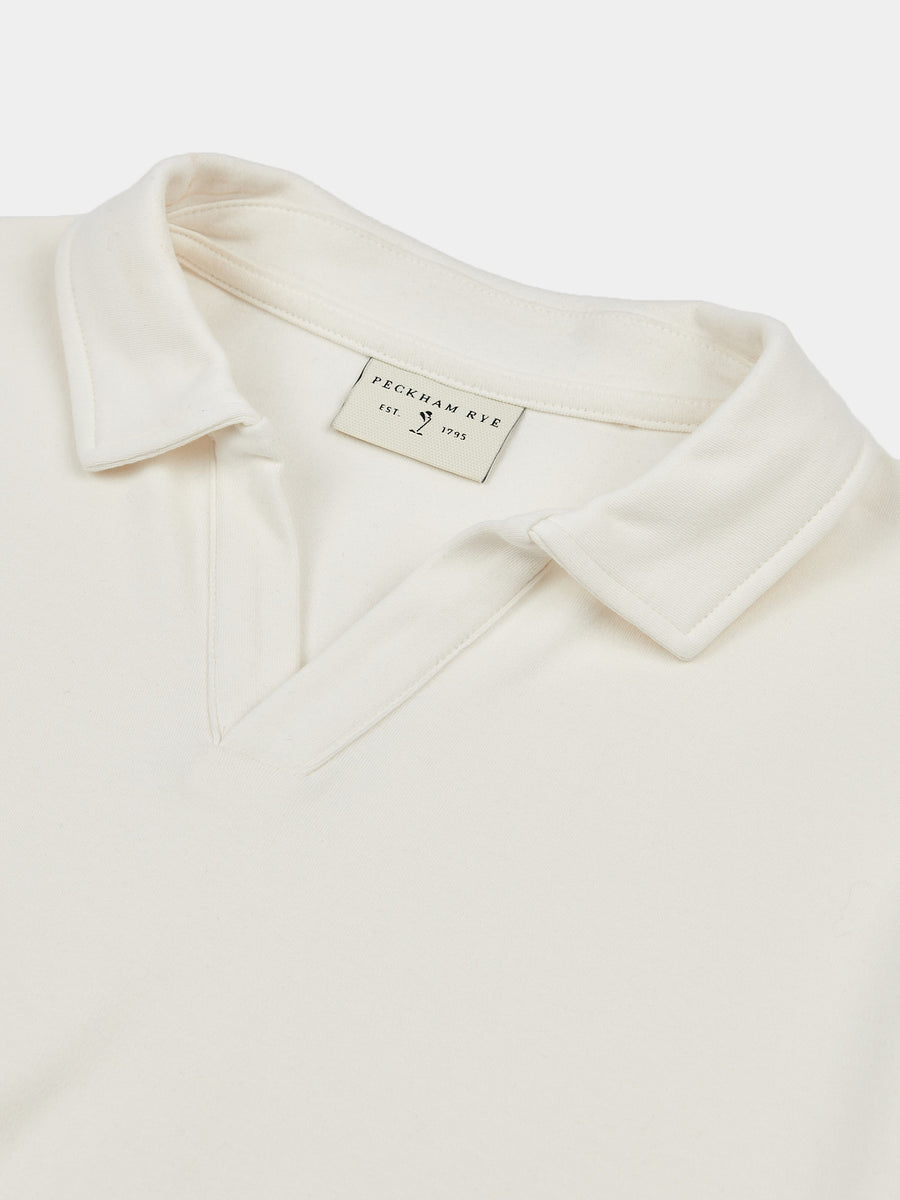 Peckham Rye Mens Jersey Revere Polo Shirt in Egret