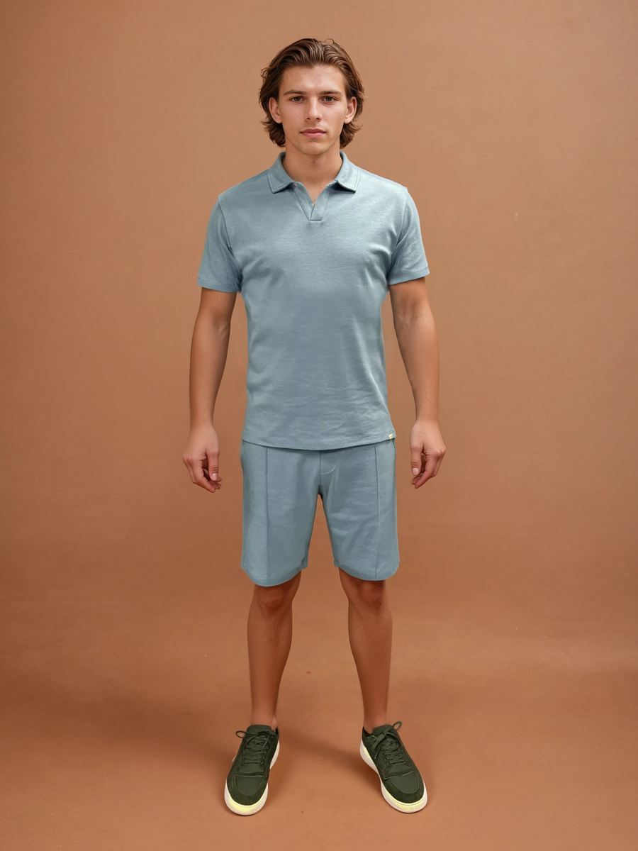 Peckham Rye Mens Jersey Revere Polo Shirt in Quiet Harbor