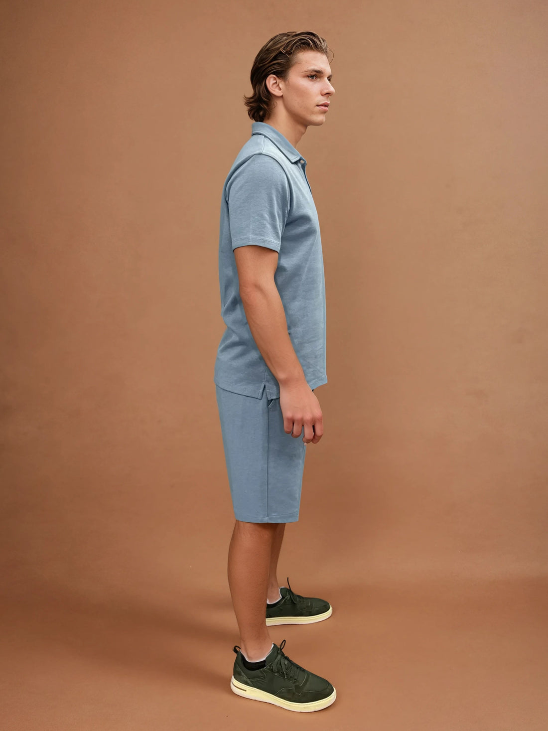 Peckham Rye Mens Jersey Revere Polo Shirt in Quiet Harbor