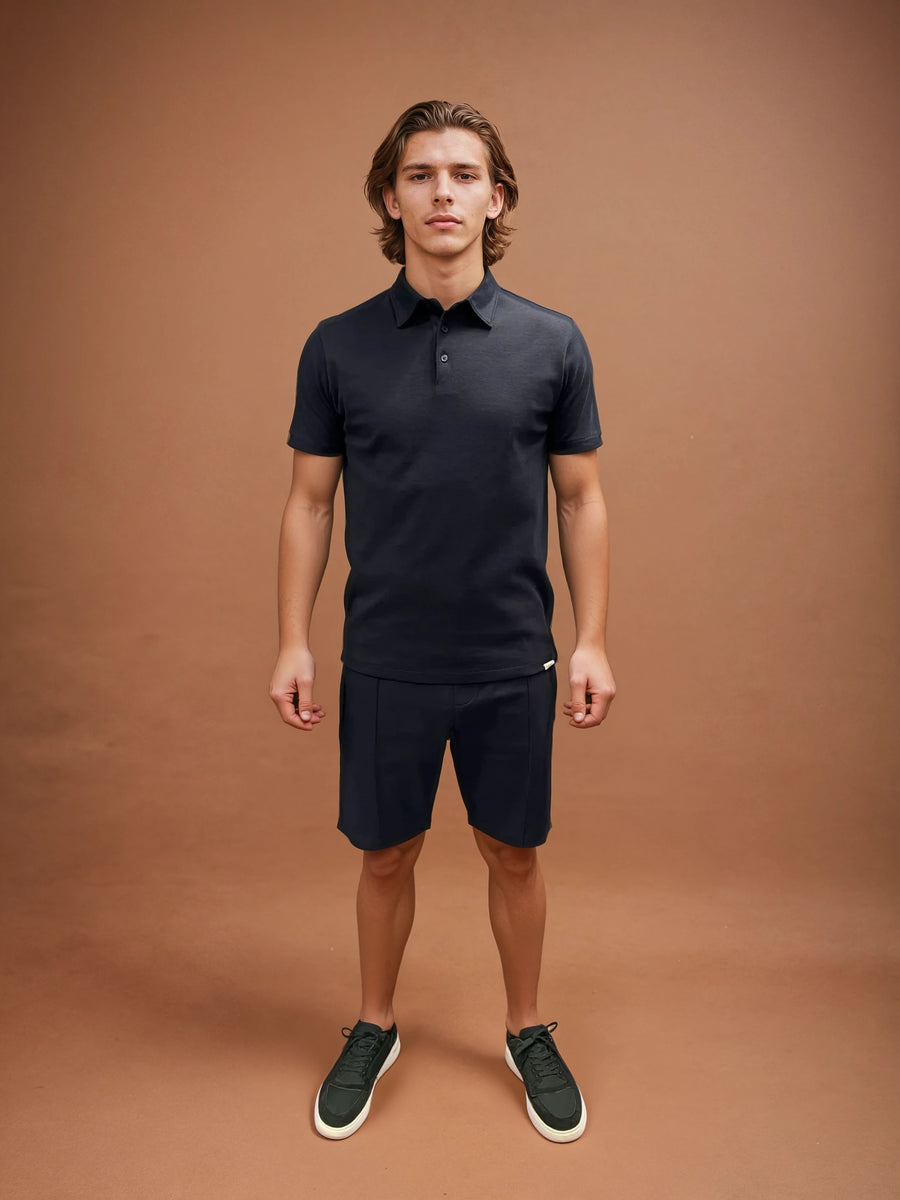 Peckham Rye Mens Jersey Polo Shirt in Dark Sapphire Navy