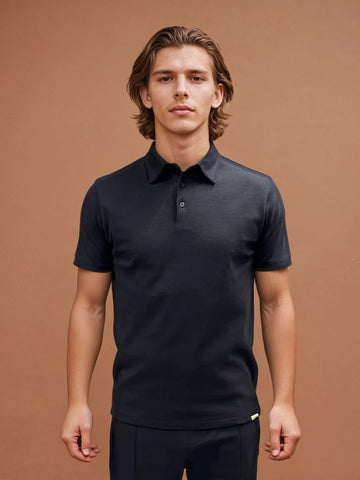 Peckham Rye Mens Jersey Polo Shirt in Dark Sapphire Navy