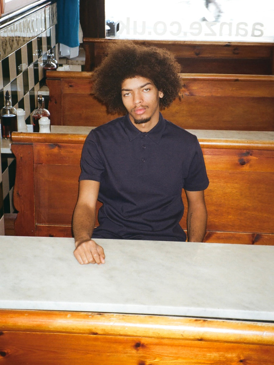 Peckham Rye Mens Jersey Polo Shirt in Dark Sapphire Navy