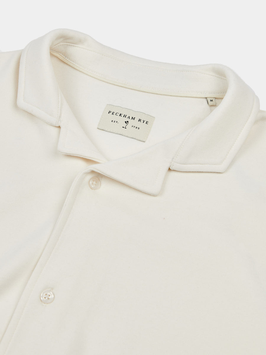 Peckham Rye Mens Jersey Revere Shirt in Egret