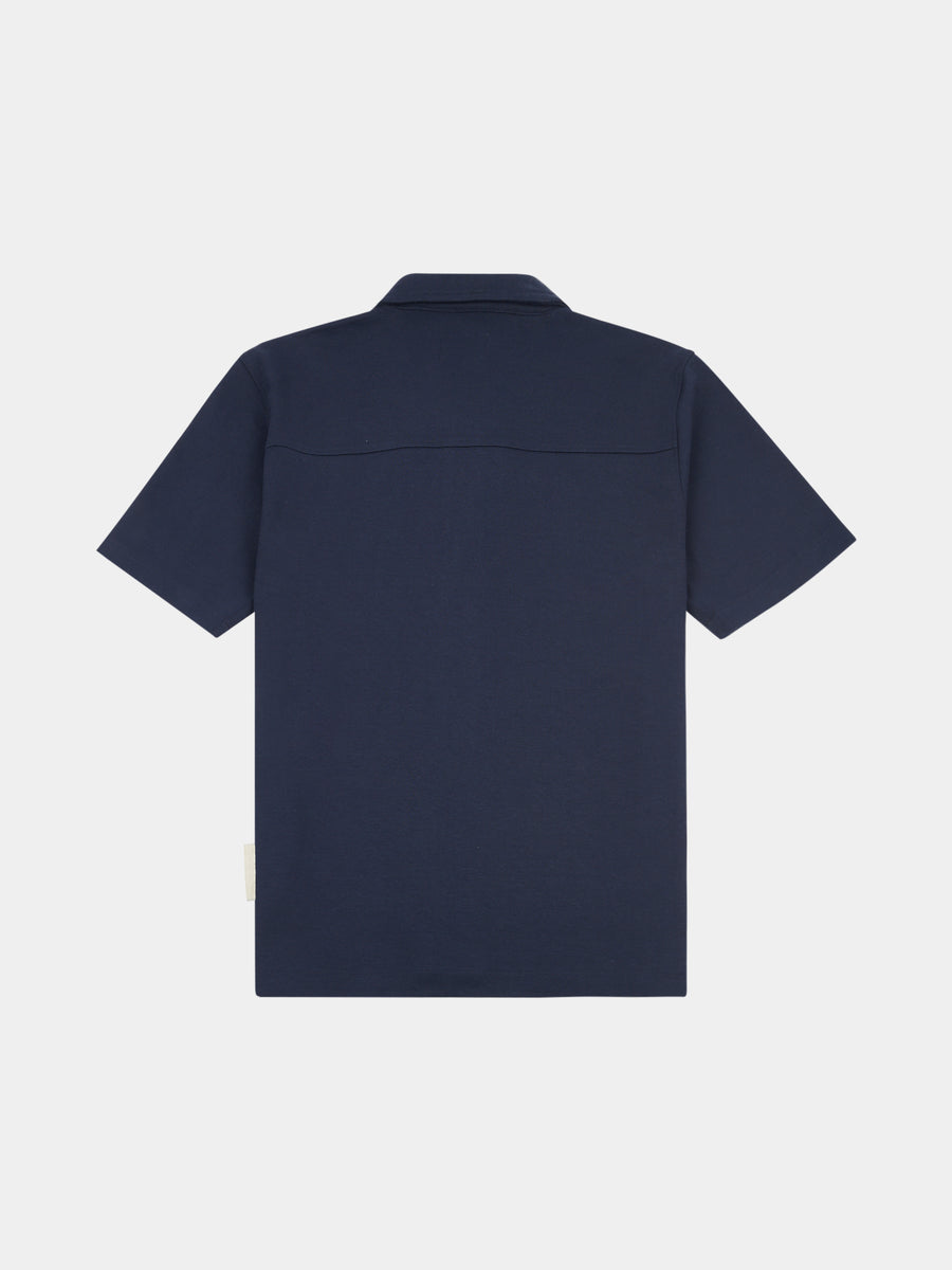 Peckham Rye Mens Jersey Revere Shirt in Dark Sapphire Navy