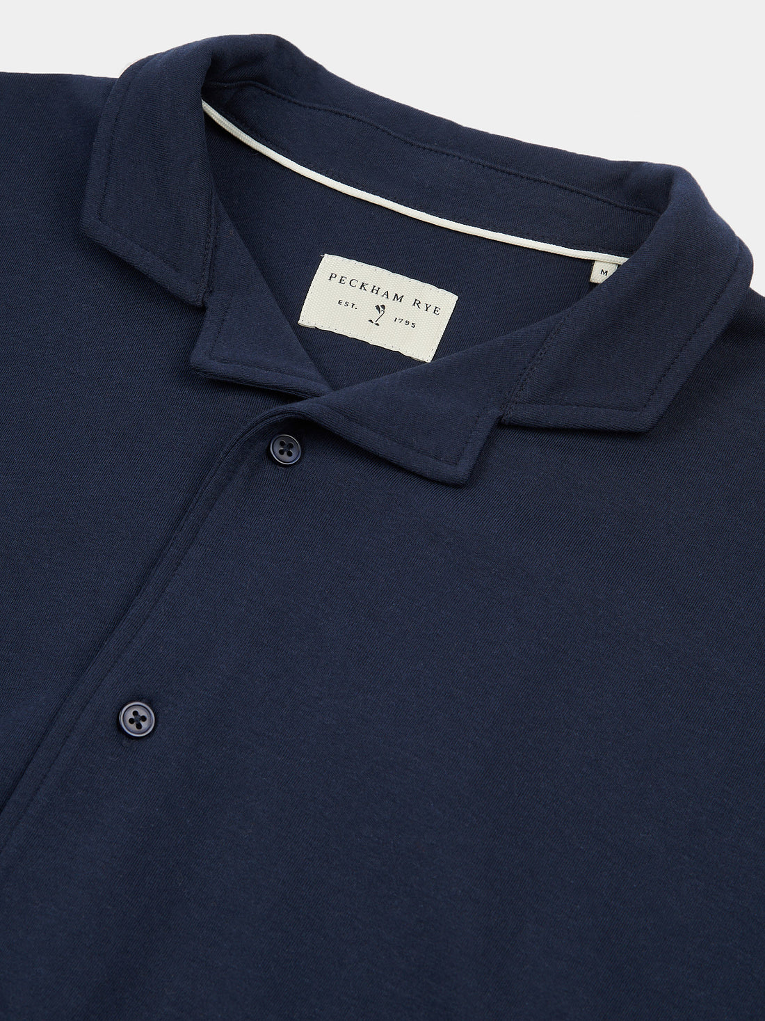 Peckham Rye Mens Jersey Revere Shirt in Dark Sapphire Navy