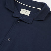 Peckham Rye Mens Jersey Revere Shirt in Dark Sapphire Navy