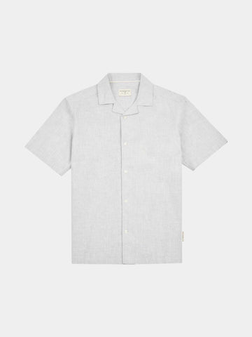 Peckham Rye Mens Cotton Blend Revere Shirt in Luna Rock