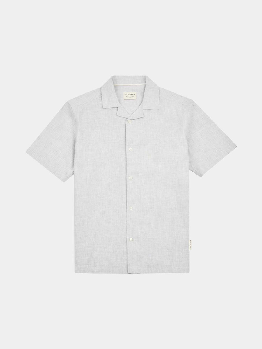 Peckham Rye Mens Cotton Blend Revere Shirt in Luna Rock