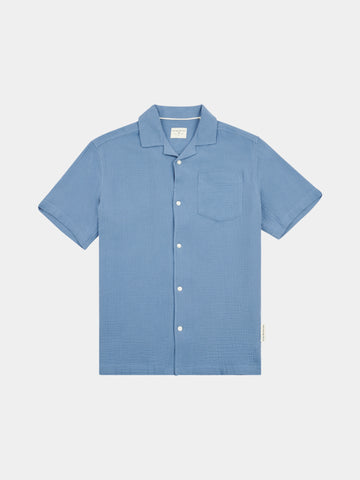 Peckham Rye Mens Waffle Revere Shirt in Quiet Harbor