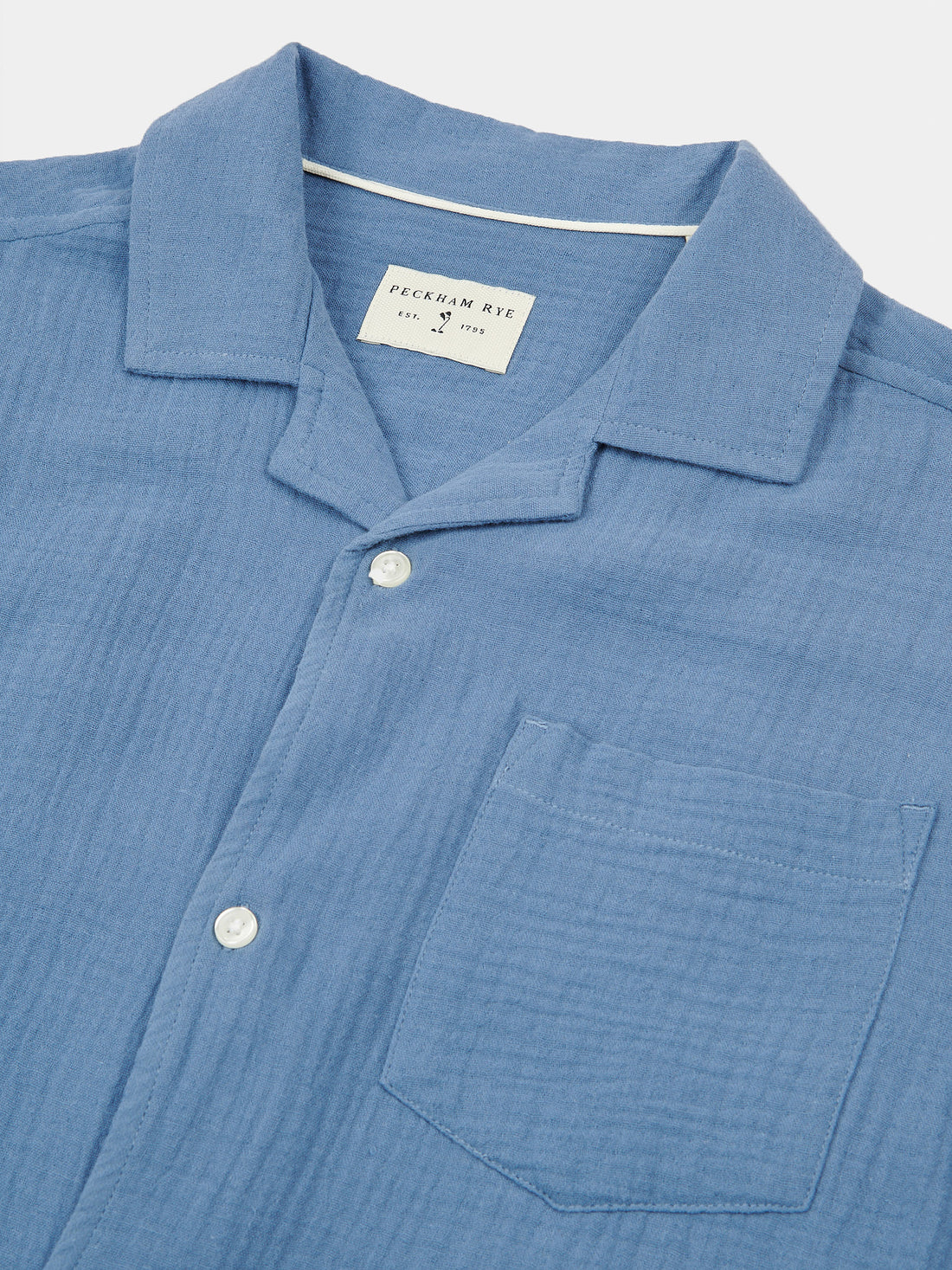 Peckham Rye Mens Waffle Revere Shirt in Quiet Harbor