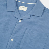 Peckham Rye Mens Waffle Revere Shirt in Quiet Harbor