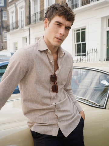 Peckham Rye Mens Textured Shirt in Carafe