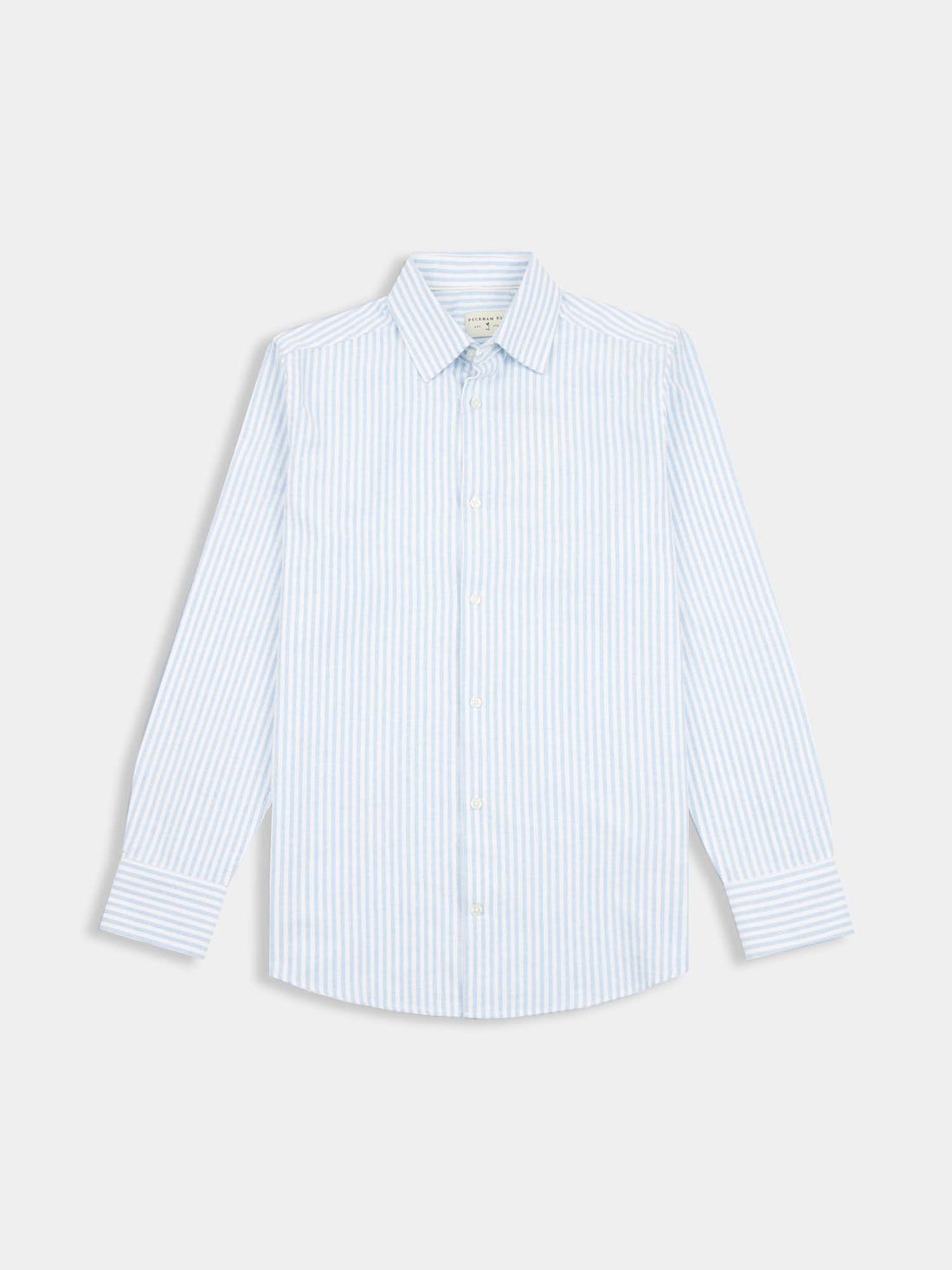 Peckham Rye Mens Striped Oxford Shirt in Quiet Harbor