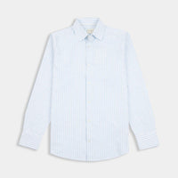 Peckham Rye Mens Striped Oxford Shirt in Quiet Harbor