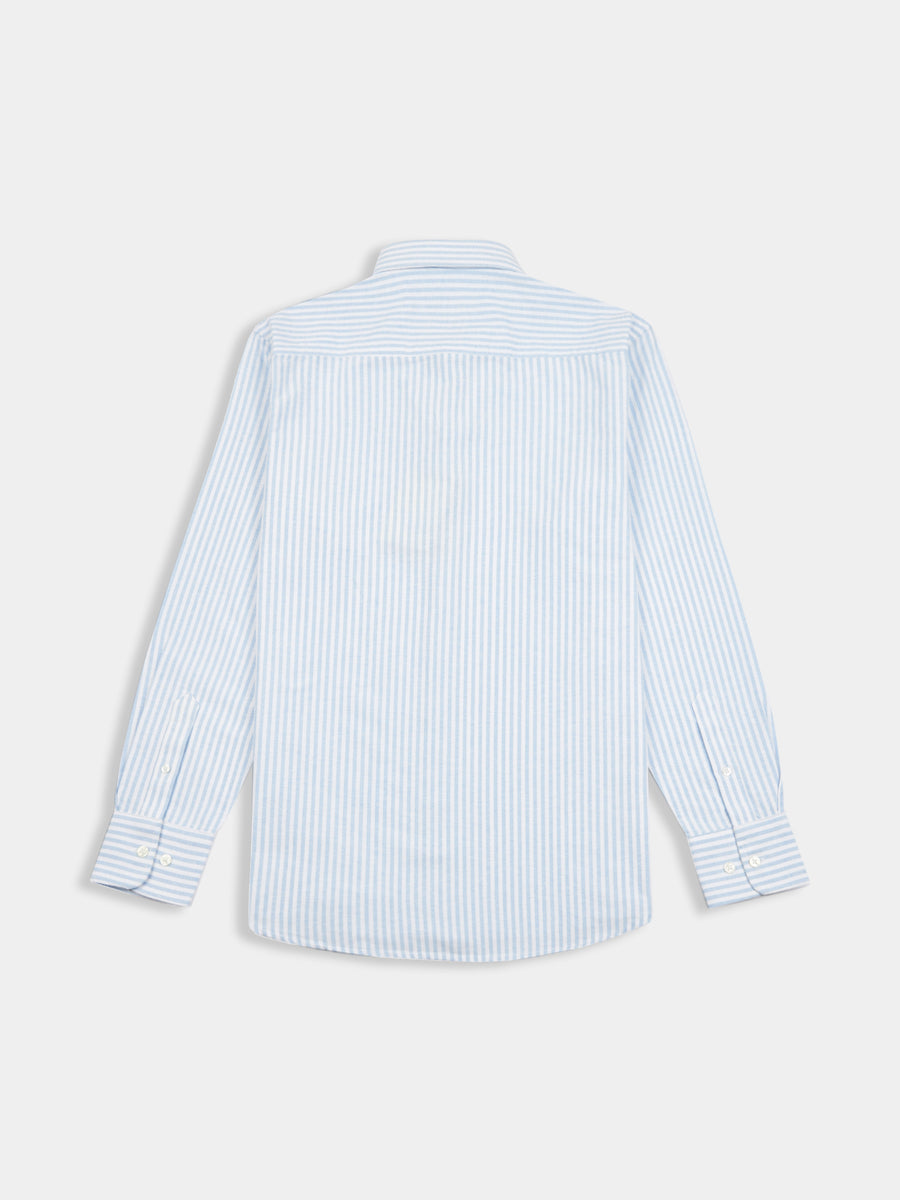 Peckham Rye Mens Striped Oxford Shirt in Quiet Harbor