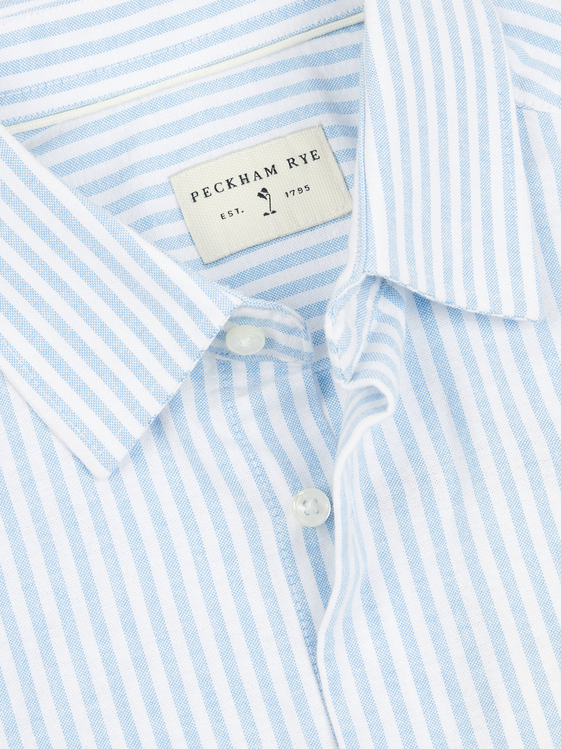 Peckham Rye Mens Striped Oxford Shirt in Quiet Harbor