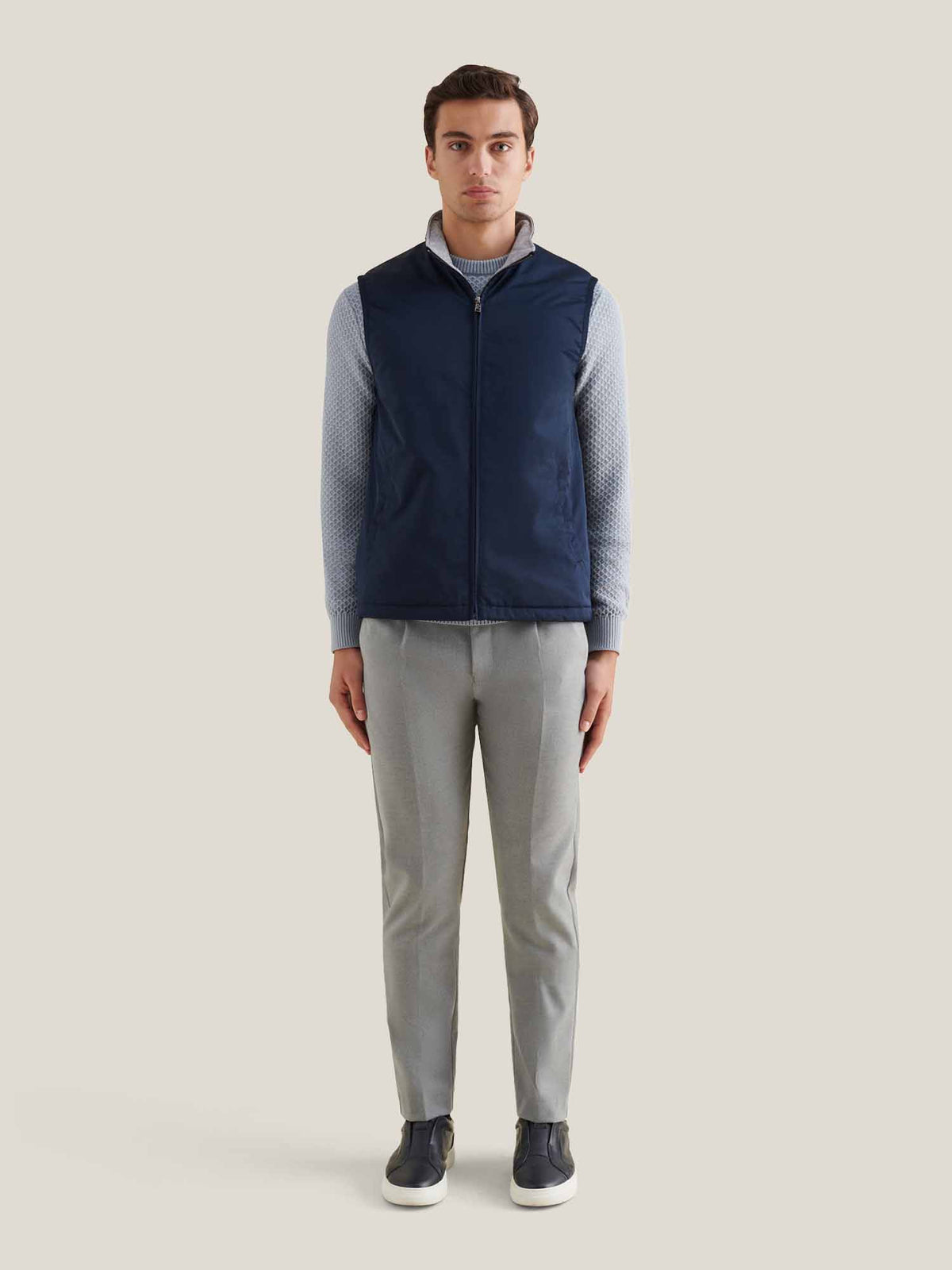 Carlton Light Padded Zip Vest in Dark Sapphire Navy