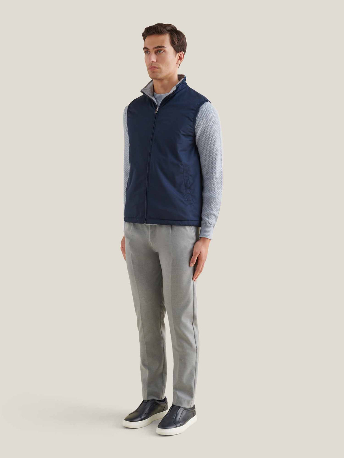 Carlton Light Padded Zip Vest in Dark Sapphire Navy