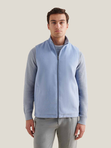 Wool Blend Zip Vest in Blue Blizzard